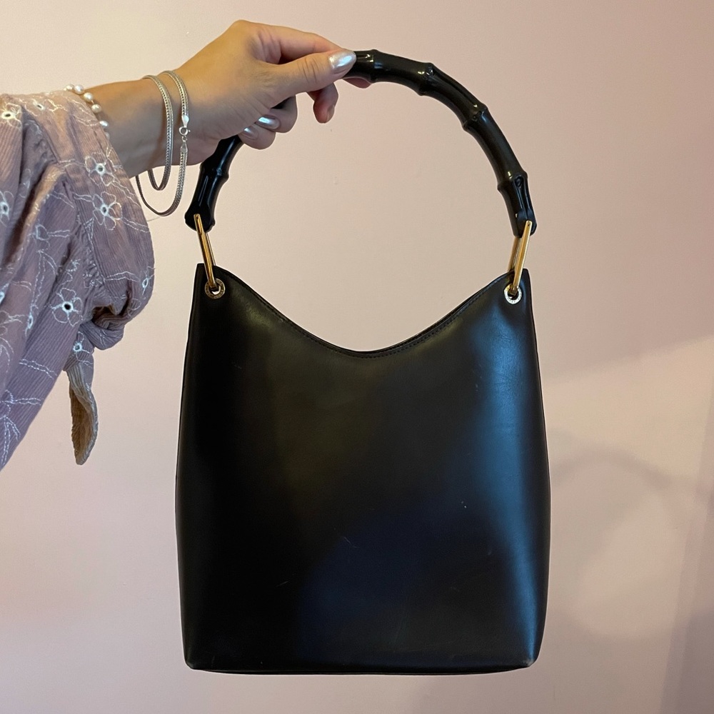 Gucci bamboo handle handbag authentic brown